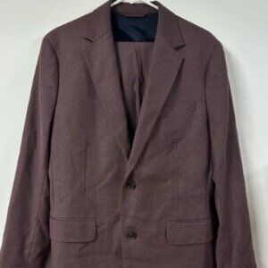 Bonobos 40R 34x31 Red Marzotto Flannel Wool Italy Mens Jacket Pants 2 Piece Suit